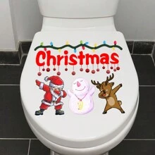 2 buc/set autocolante pentru decorațiuni de Crăciun, autocolante pentru toaletă cu omul de zăpadă și Holly cu coajă și lip, artă pe pereți pentru baie din PVC, autocolante cu model floral de Crăciun pentru decorarea interioară, autocolant din sticlă