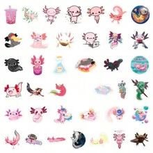 50 Pcs Axolotl Stickers Pack | Western Stickers,High Quality Stickers For Scrapbook,Graffiti Sticker,Journaling,Laptop,Bumper,Skateboard,Water Bottles,Computer,Cartoon,Hard Hat,Car Stickers,Stickers Can Bring A Lot Of Fun To Your Life,The Perfect Gift For Adults - Multicolor - View 3