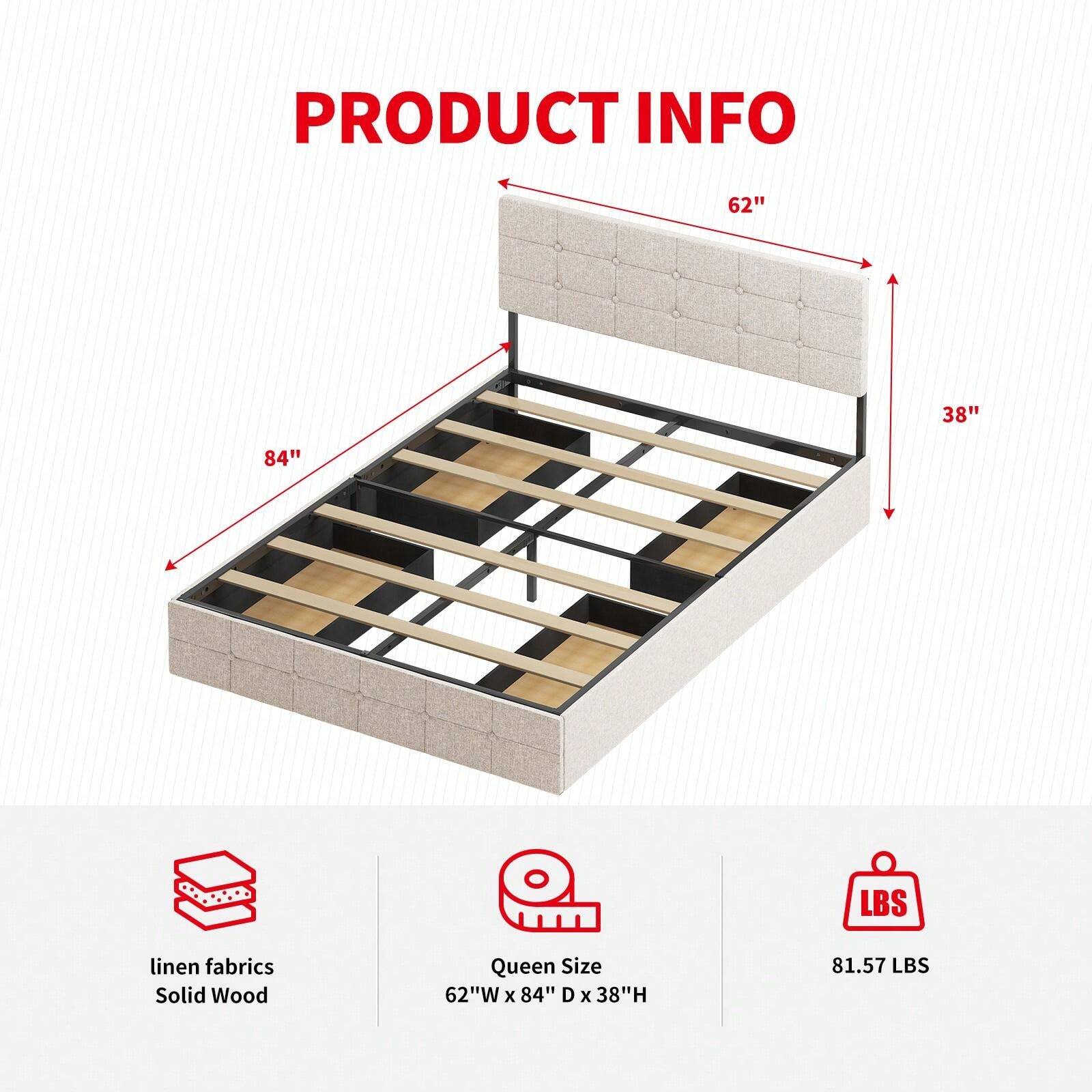 Platform Bed Frame With 4 Storage Drawers, Queen Size Bed Frame No Box