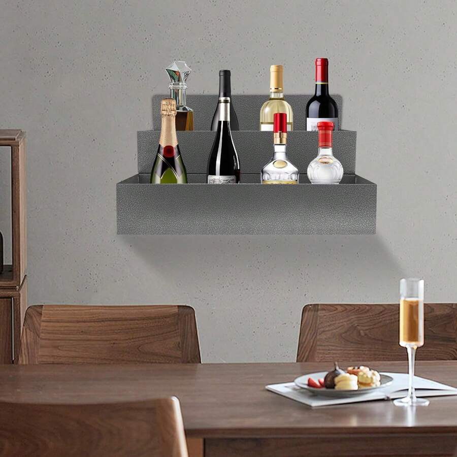 CNCEST 2Tier Wall Mounted Wine Rack, Stainless Steel Speed Rail Bottle
