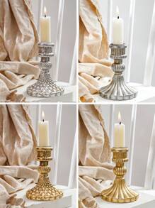 1 cái, chân nến hoa nổi phong cách châu Âu cổ điển cao 4 inch, chất liệu nhựa chân nến cổ điển có thân dài, thích hợp cho ngày lễ, trang trí đám cưới và đạo cụ chụp ảnh, trang trí phòng, quà tặng - Nhiều màu - Xem 1