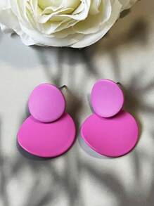 Fashion Geometric Earrings, Lightweight Luxury Style Rubber Painted Ear Studs, Multi-Color Earrings For Women - Wafer - View 25