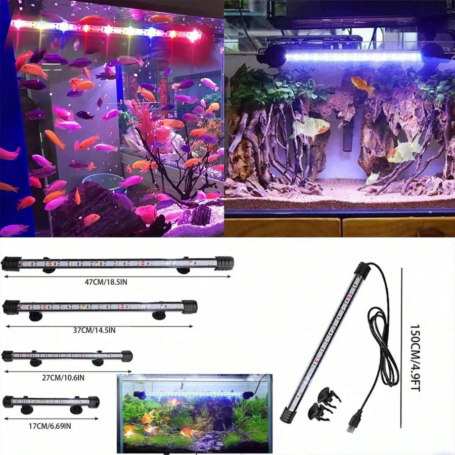 Đèn lặn bể cá Đèn USB chống nước điện áp thấp Đèn chiếu sáng bể cá hai hàng
