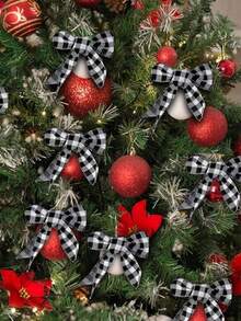 1 件 78.7 英寸 Buffalo 格子丝带装饰、黑色和红色格子圣诞树丝带、节日礼品包装丝带、DIY 花环、蝴蝶结、装饰丝带、圣诞树装饰、节日家居装饰、圣诞节和新年派对礼品包装丝带 - 彩色 - 查看 10