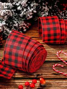 1 件 78.7 英寸 Buffalo 格子丝带装饰、黑色和红色格子圣诞树丝带、节日礼品包装丝带、DIY 花环、蝴蝶结、装饰丝带、圣诞树装饰、节日家居装饰、圣诞节和新年派对礼品包装丝带 - 彩色 - 查看 5