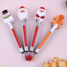 1 件圣诞主题不锈钢厨房钳 - 防滑多用途食物夹，适合烧烤和牛排（随机款式/颜色） - 彩色 - 查看 3