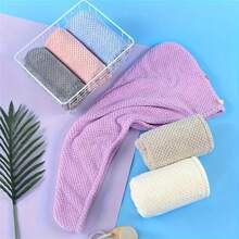 Bộ 1 khăn tắm sợi siêu mềm dành cho phụ nữ - Nhanh khô, siêu thấm hút, chăm sóc nhẹ nhàng cho tóc xoăn hoặc hư tổn, phụ kiện phòng tắm màu trơn - Nhiều màu - Xem 3