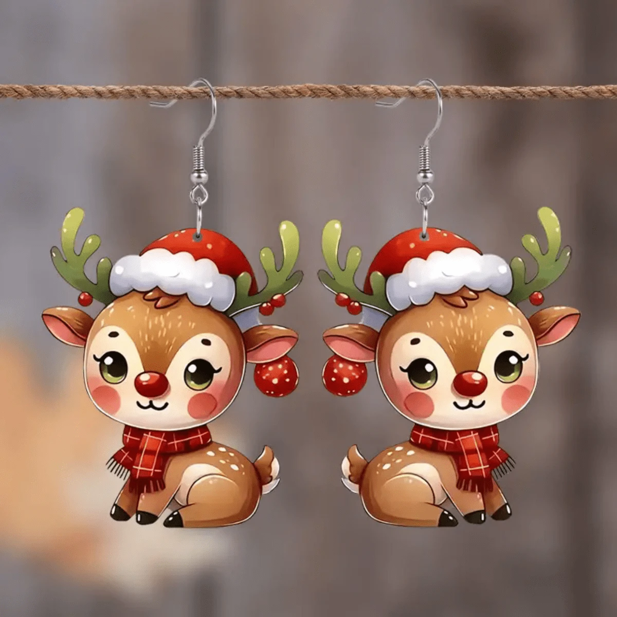 1 Cặp Hoa tai tuần lộc Giáng sinh cho nữ, Hoa tai mặt dây chuyền Acrylic cổ điển dễ thương, Trang sức tiệc nhẹ cho lễ hội - Nhiều màu - Xem 1