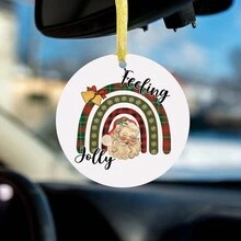 1 đồ trang trí treo Acrylic hình ông già Noel vui vẻ, đồ trang trí cây thông Noel lễ hội, đồ lưu niệm Giáng sinh tròn, mặt dây chuyền ngày lễ mới lạ để trang trí nhà cửa, quà tặng độc đáo cho bạn bè và gia đình - Nhiều màu - Xem 4