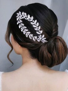 1 chiếc vương miện đính đá pha lê bạc hai lớp dành cho nữ, thích hợp để trang trí kiểu tóc - Bạc - Xem 3