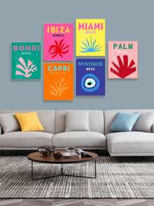 6 Chiếc Trừu Tượng Canvas Nghệ Thuật Treo Tường Poster Hiện Đại Đường San Hô In Hình Cho Phòng Khách Phòng Ngủ Văn Phòng 3 Kích Cỡ Không Gọng - Nhiều màu - Xem 1