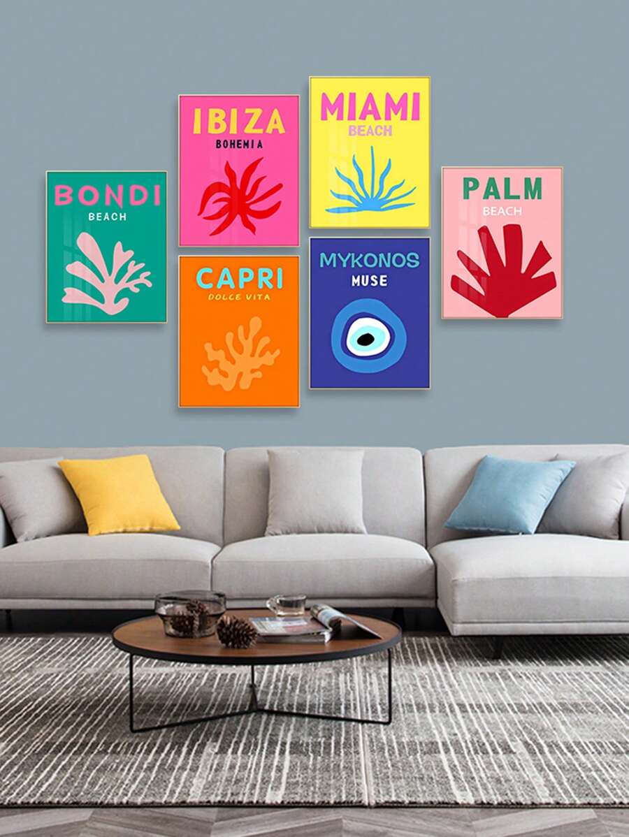 6 Chiếc Trừu Tượng Canvas Nghệ Thuật Treo Tường Poster Hiện Đại Đường San Hô In Hình Cho Phòng Khách Phòng Ngủ Văn Phòng 3 Kích Cỡ Không Gọng - Nhiều màu - Xem 1