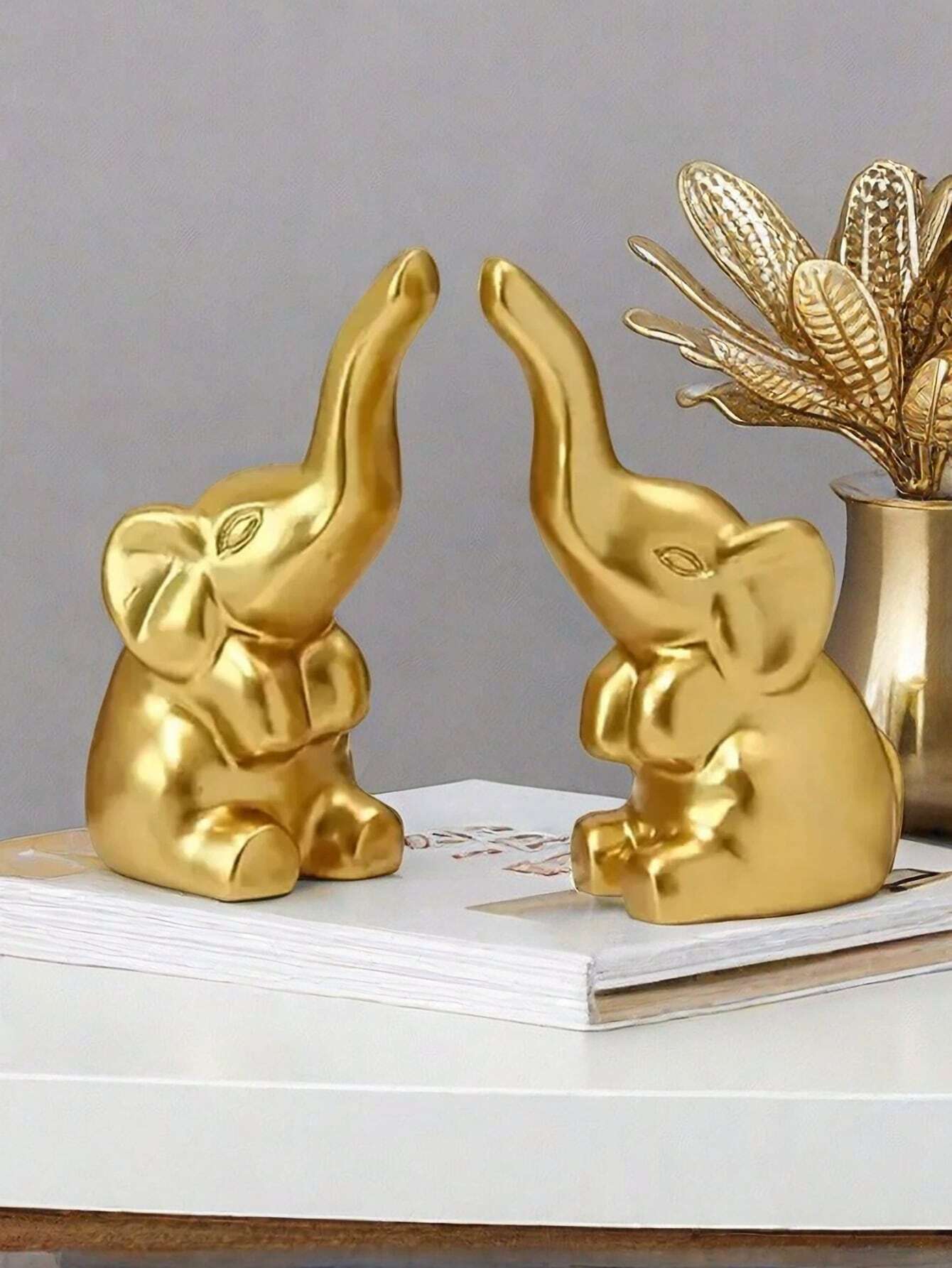 Gold Mini Elep1pc 2pcs Hants Decor Accents Animal Statues Sculptures