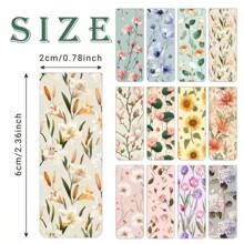 12pcs Floral Magnetic Bookmarks Set, Durable Paper Book Page Markers With Assorted Flower Designs For Reading And Books
