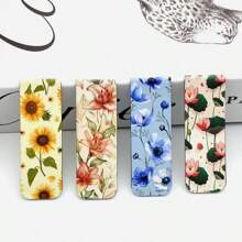 12pcs Floral Magnetic Bookmarks Set, Durable Paper Book Page Markers With Assorted Flower Designs For Reading And Books
