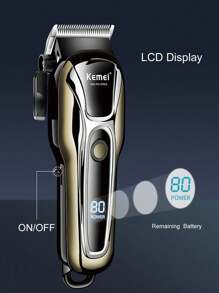 Kemei Kemei Professional Hair Clipper For Men Electric Hair Cutting Machine Barber Shop Or Home Use Clipper Usb Rechargeable Haircut LCD With Apron KM-1990PG
