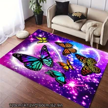 1pc Colorful Butterfly Plush Carpet: Soft, Thick, Very Suitable For Living Room, Bedroom, Game Room, Etc! ,Room Decor - Colorful Butterfly - View 13