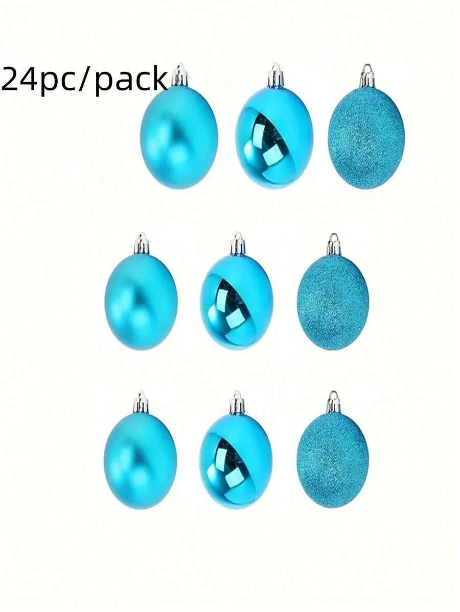 24 件/包圣诞球装饰 3 厘米/4 厘米/6 厘米圣诞节圣诞树挂球适用于节日婚礼派对装饰 - 淺藍色 - 查看 1