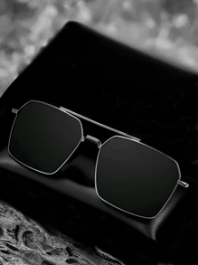 1pc Men's Polarized Black Metal Fashion Glasses, Men Can't Resist