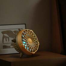 1PCS Small Smart Desk Fan , Multifunctional Portable Mini Gravity Sensor Fan ,Smart Home Gadgets, Fan Colors RGB Light Display 3 Speeds  USB Rechargeable For School Home Kitchen Office  Bedroom-Yellow/Grey - 黃色 - 查看 3