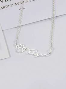 定制爪子名字项链，可爱宠物项链，男女定制名字项链猫爪项链，宠物纪念项链，送给妈妈的礼物，圣诞节礼物，送给她的生日礼物 - 銀色 - 查看 3