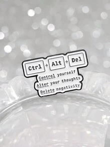1pc Control Yourself Alter Your Thoughts Delete Negativity Pin Funny Computer Control Keyboard Ctrl+Alt+Del Metal Brooch Jewelry