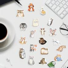 76 PIEZAS Pegatinas de gato de dibujos animados, pegatinas de estética de vinilo para scrapbooking, diarios, portátiles, paragolpes, monopatines, botellas de agua, computadoras, teléfonos, cascos, automóviles y calcomanías - Multicolor - Ver 9