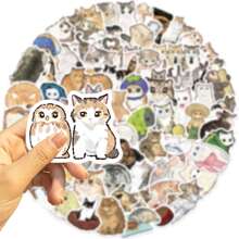 76 PIEZAS Pegatinas de gato de dibujos animados, pegatinas de estética de vinilo para scrapbooking, diarios, portátiles, paragolpes, monopatines, botellas de agua, computadoras, teléfonos, cascos, automóviles y calcomanías - Multicolor - Ver 10