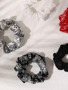 5 Dây buộc tóc in họa tiết Paisley tối giản cho nữ, thiết kế xoắn ốc, thích hợp để đeo hàng ngày, mùa thu/đông - Nhiều màu - Xem 4