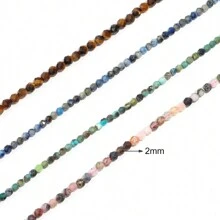 1 hebra de 2 mm de cuentas de piedra natural facetadas, diámetro pequeño apto para hacer joyas DIY, pulseras, collares, accesorios de artesanía, aproximadamente 145 cuentas por hebra - Multicolor - Ver 7