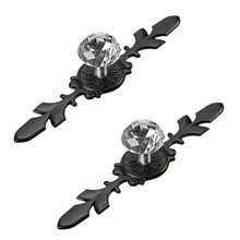 5 Pieces Set Of Elegant Gold Rhinestone Crystal Glass Handles With Tray - Polished Finish, Highly Attractive Multifunctional Kitchen, Bathroom And Office Decorative Glass Handles, Crystal Handles For Drawers And Cabinets - Multicolor - View 27