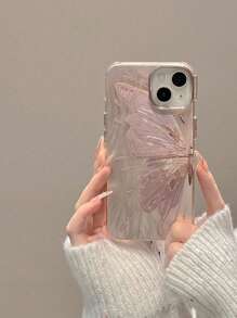 Funda protectora compatible con iPhone 15 Pro Max/14 Pro, de material de silicona electrochapada en plata/oro con diseño de mariposa que cubre por completo y es a prueba de golpes, con diseño delgado; compatible con modelos iPhone 13 Pro/12