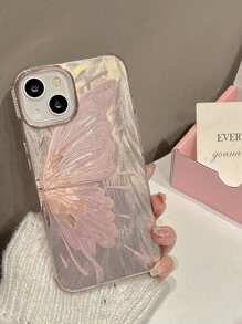 Funda protectora compatible con iPhone 15 Pro Max/14 Pro, de material de silicona electrochapada en plata/oro con diseño de mariposa que cubre por completo y es a prueba de golpes, con diseño delgado; compatible con modelos iPhone 13 Pro/12