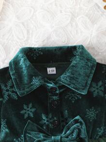 Baby Mädchen Langarm Plüsch Top mit Mesh Kontrast Tüllkleid, Schneeflocken Muster, Schleife Knopf Strickjacke, 2-lagiges Mesh Kleid, geeignet für Frühling & Herbst