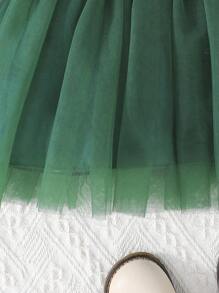 Baby Mädchen Langarm Plüsch Top mit Mesh Kontrast Tüllkleid, Schneeflocken Muster, Schleife Knopf Strickjacke, 2-lagiges Mesh Kleid, geeignet für Frühling & Herbst