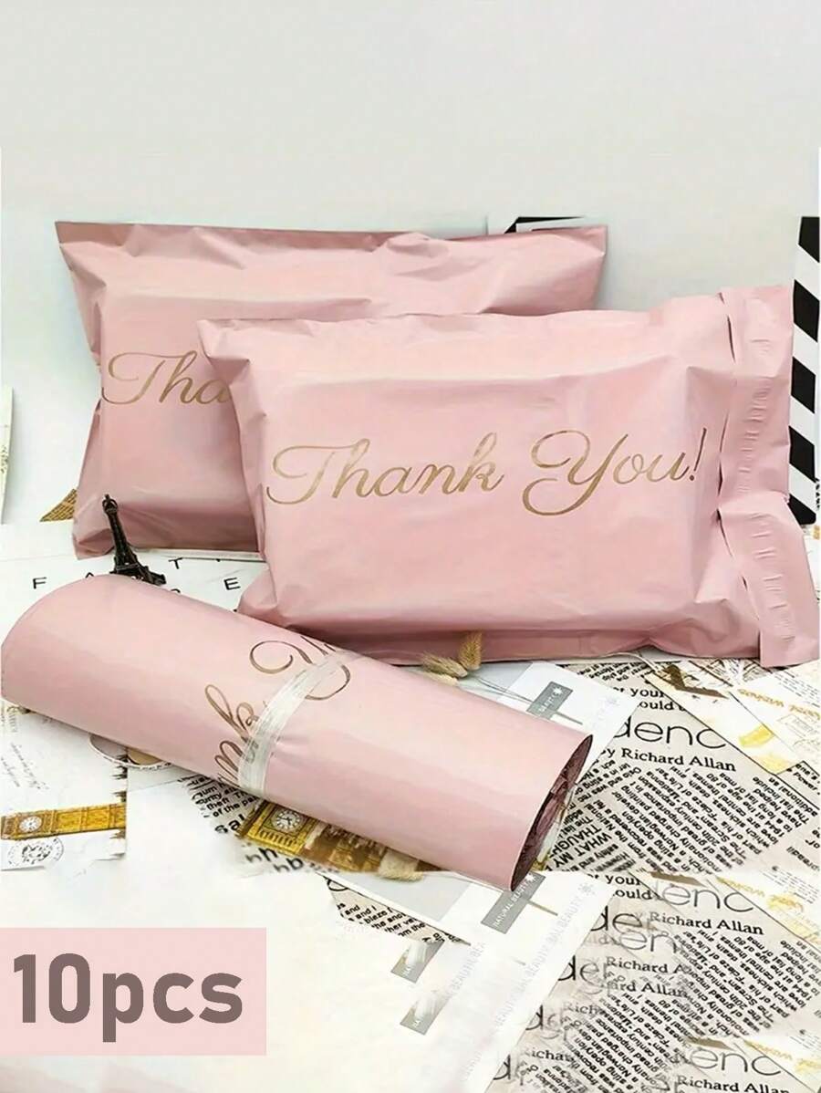 10 pezzi Sacchetti regalo con sigillo di ringraziamento rosa, sacchetti multifunzionali per spedizione, sacchetti regalo di alta qualità, sacchetti decorativi per regali, vestiti, scarpe, adatti per feste, matrimoni e confezioni per piccole imprese, San Valentino