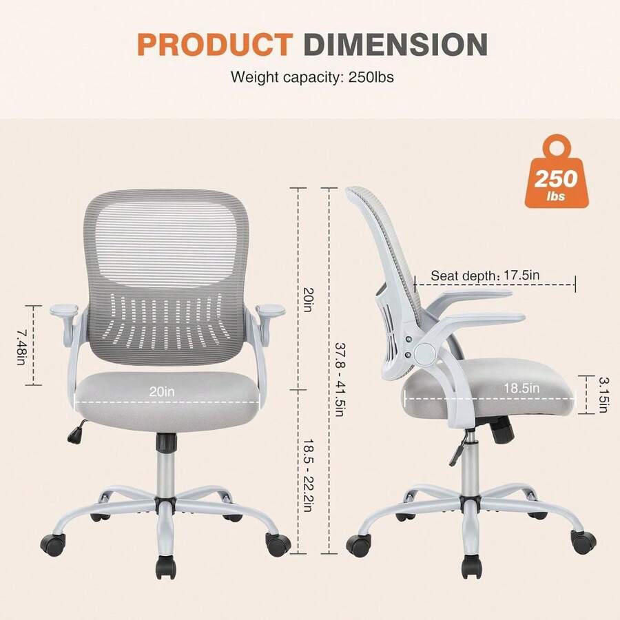 Office Computer Desk Chair, Ergonomic MidBack Mesh Rolling Work Swivel