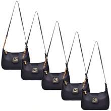 Kit Of 5 Women's Crescent Half Moon Bags, Small Bag, Elegant, Everyday, Party, Smooth Handle And Side Chain, Zipper And Magnetic Closure, Synthetic PU. Gaby Show - 黑色 - 查看 2