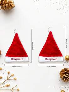1pc Custom Name Gift Hat, Personalized Santa Claus Hat, Customized With A Name Embroidered- Infant, Kid Hat, Custom Baby Santa Hat, Personalized Pompom Santa Long Tail Cap, Holiday Hat, Holiday Gift Ideas, Santa Claus, Decorations, Props, Day Gift, Family Day Gift, Birthday Gift, Anniversary Gift, Wedding Gift, Valentine Gift, Unique Gift For Him/Her, Gift For Mom/Dad Back To School Winter Gift Ideas Boy Girl Valentine's Day - Red - View 6