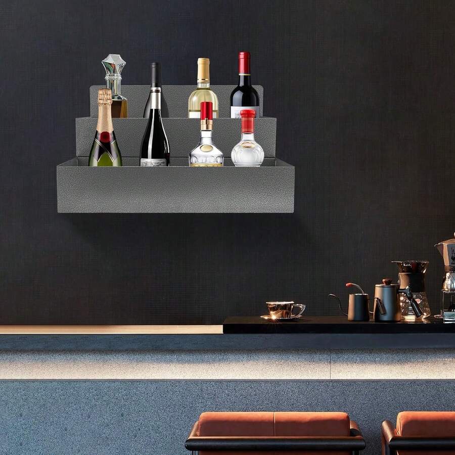 CNCEST 2Tier Wall Mounted Wine Rack, Stainless Steel Speed Rail Bottle