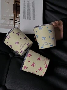 1 件 350ml/11.8oz 或 280ml/9.47oz 蝴蝶结和心形不锈钢真空双层隔热咖啡/旅行杯，学校用品，节日礼物，返校