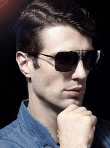 1pc Men's Polarized Black Metal Fashion Glasses, Men Can't Resist