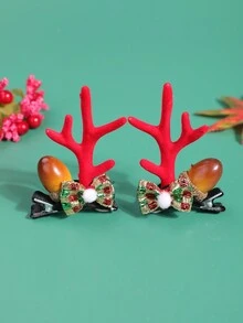 2 chiếc kẹp tóc hình gạc tuần lộc Giáng sinh, phụ kiện tóc hình hươu mới lạ cho Giáng sinh, đồ trang trí ngày lễ mùa thu/đông - Nhiều màu - Xem 8