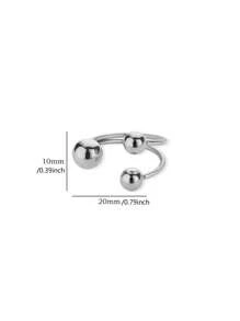 不对称珠不锈钢戒指 男女款 开口可调节 金色粗圆球戒指 简约防水珠宝 - 金黃色 - 查看 8