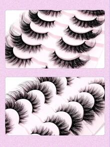 7 Pairs Asiteo New Fluffy Soft Fox Eye Lashes, Cat Eye Shape, Flared Ends, Natural & Lengthening, Faux Mink Eyelashes, Suitable For Vacation Wear - 眼尾拉長款 - 查看 5