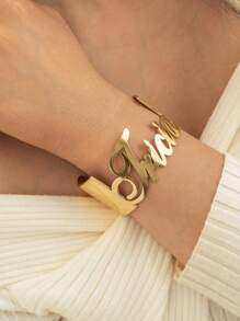 1 Retro Personalized Fashion Street Custom Name Wide Face Bracelet For Women Men, Daily, Work, Dating, Gift-Giving, Valentine's Day, Festival, Party, Gold, Stylish, Colorful, Vintage, Hipster, Y2k, 2000s Fashion, Old Money, Custom, Personalized, Unique, Ideal Gifts For Him, Ideal Gifts For Her, Her, Boyfriend, Girlfriend, Dad, Mom, Family, Friends, For Anniversaries, For Birthdays, For Graduation, For Prom, For Party,School Supplies,Back To School,School Gift,For Office,For School,For Classroom,For Teacher Gifts,For University,For Colleague,For Dorm Rooms,For Teacher,For Boys And Girls,For Teenagers,Junior High School Students,Middle School Students,High School Senior High School Students,College Students,University Students,Freshman,Sophomore,Underclassmen
