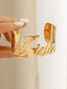 1 Retro Personalized Fashion Street Custom Name Wide Face Bracelet For Women Men, Daily, Work, Dating, Gift-Giving, Valentine's Day, Festival, Party, Gold, Stylish, Colorful, Vintage, Hipster, Y2k, 2000s Fashion, Old Money, Custom, Personalized, Unique, Ideal Gifts For Him, Ideal Gifts For Her, Her, Boyfriend, Girlfriend, Dad, Mom, Family, Friends, For Anniversaries, For Birthdays, For Graduation, For Prom, For Party,School Supplies,Back To School,School Gift,For Office,For School,For Classroom,For Teacher Gifts,For University,For Colleague,For Dorm Rooms,For Teacher,For Boys And Girls,For Teenagers,Junior High School Students,Middle School Students,High School Senior High School Students,College Students,University Students,Freshman,Sophomore,Underclassmen