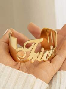 1 Retro Personalized Fashion Street Custom Name Wide Face Bracelet For Women Men, Daily, Work, Dating, Gift-Giving, Valentine's Day, Festival, Party, Gold, Stylish, Colorful, Vintage, Hipster, Y2k, 2000s Fashion, Old Money, Custom, Personalized, Unique, Ideal Gifts For Him, Ideal Gifts For Her, Her, Boyfriend, Girlfriend, Dad, Mom, Family, Friends, For Anniversaries, For Birthdays, For Graduation, For Prom, For Party,School Supplies,Back To School,School Gift,For Office,For School,For Classroom,For Teacher Gifts,For University,For Colleague,For Dorm Rooms,For Teacher,For Boys And Girls,For Teenagers,Junior High School Students,Middle School Students,High School Senior High School Students,College Students,University Students,Freshman,Sophomore,Underclassmen