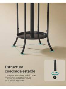 SONGMICS Perchero, Perchero con Paragüero, 12 Ganchos, Estructura Metálica, 175 cm de Alto, para Entrada, Salón, Dormitorio, Negro Tinta, Regalo de Navidad - Negro - Ver 4