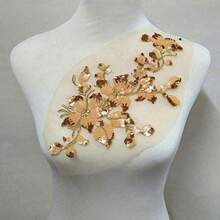 1 miếng vải thêu hoa ren sequin đính trang trí quần áo & trang trí may mặc - Nhiều màu - Xem 17